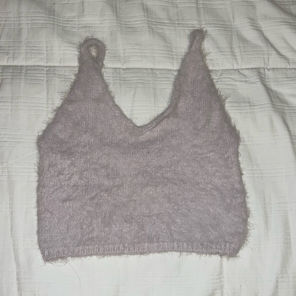 Purple fuzzy crop top